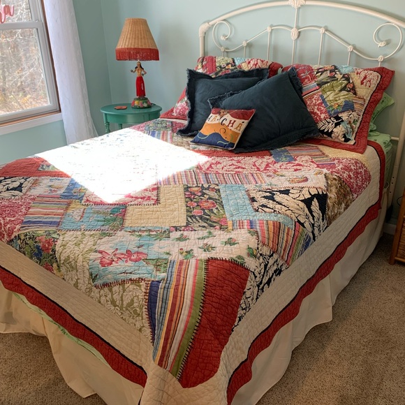 POTTERY BARN VINTAGE SALSA HAWAIIAN PATCHWORK QUEEN COMFORTER AND DUVET SET - Picture 2 of 14